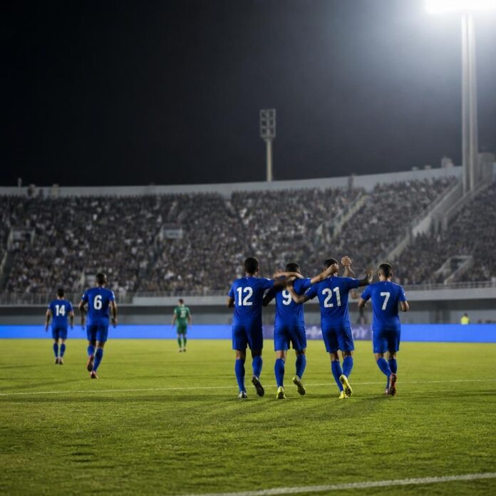 Défenseur congolais Arsène Zola sous le maillot du Kuwait Sport Club lors d'un match de championnat koweïtien