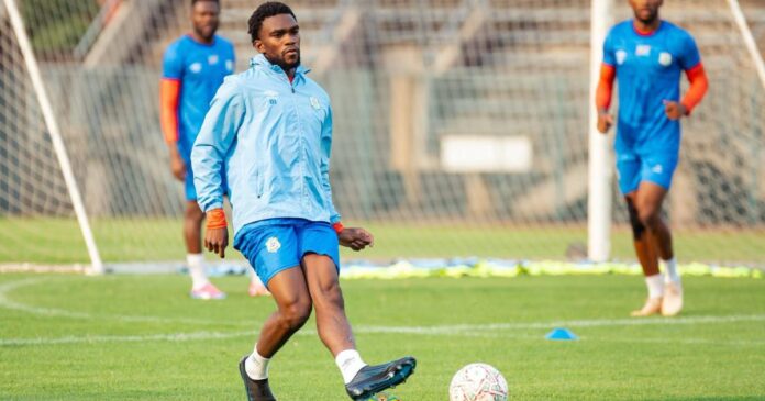 Joueur des Léopards en action lors du match amical contre l’Ouganda à Johannesburg