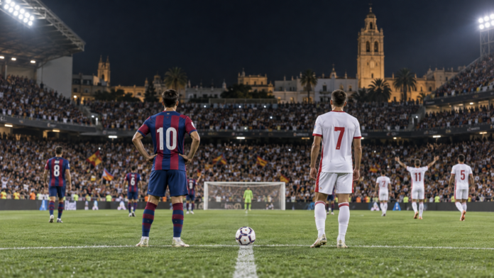 Illustration éditoriale d un match de football sous les projecteurs