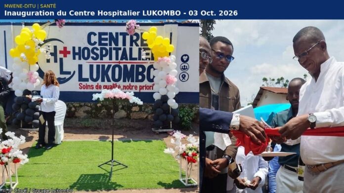Bâtiment du Centre Hospitalier Lukombo à Mwene-Ditu lors de son inauguration officielle