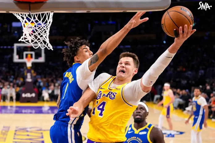 Illustration editoriale accompagnant : NBA : Kessler impeccable, les Lakers dominent Golden State