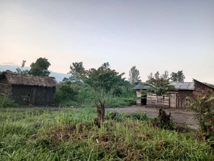 Habitations et petit poste de police sous-équipé à Nkolo, Kongo-Central
