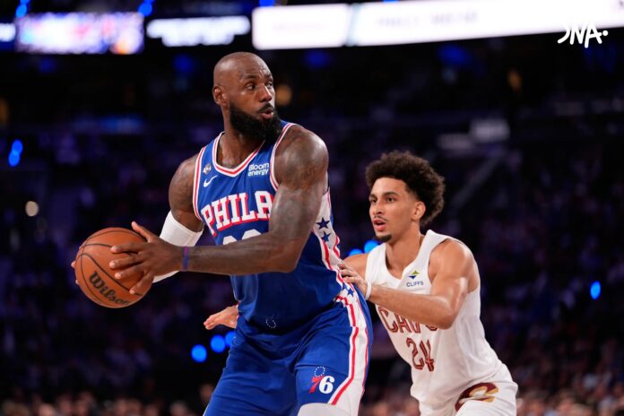 Illustration editoriale accompagnant : Philadelphie efface 29 points et renverse Cleveland