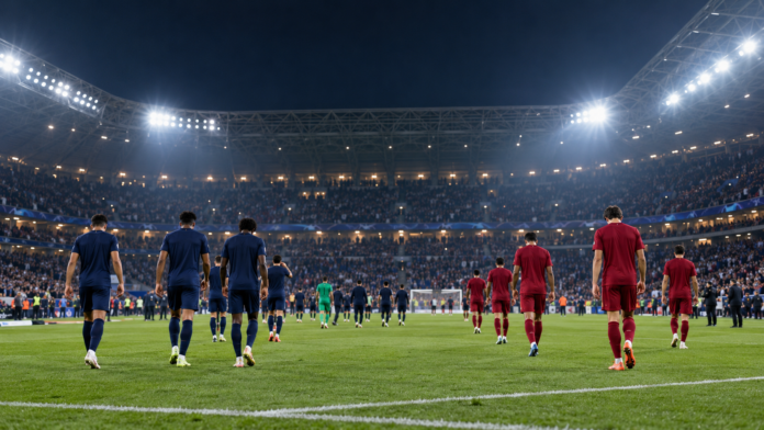 Illustration neutre d'un match de football européen disputé en soirée