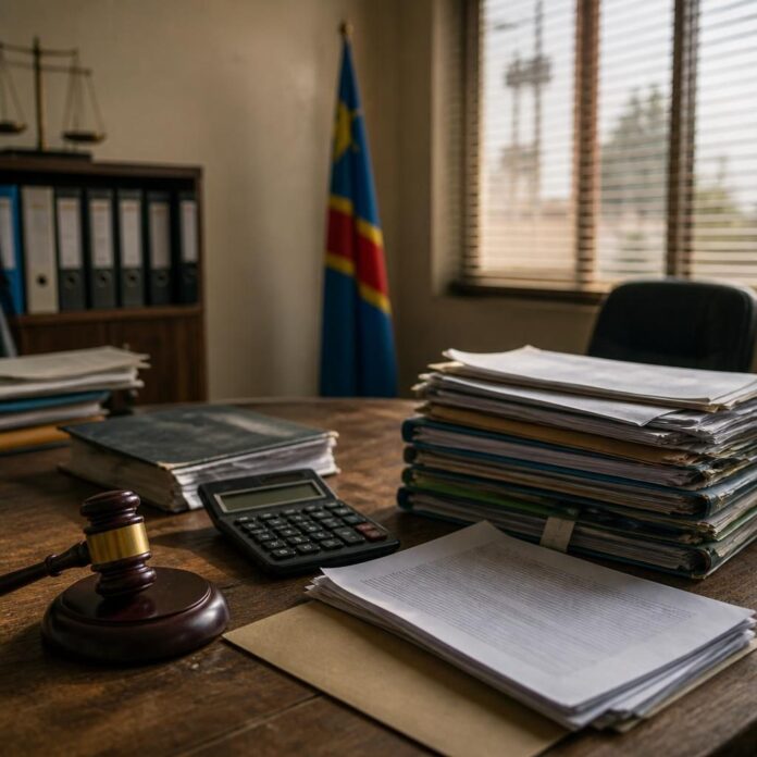 Documents juridiques, cachets et dossiers sur un bureau, évoquant le litige entre la FEC et la SONECA
