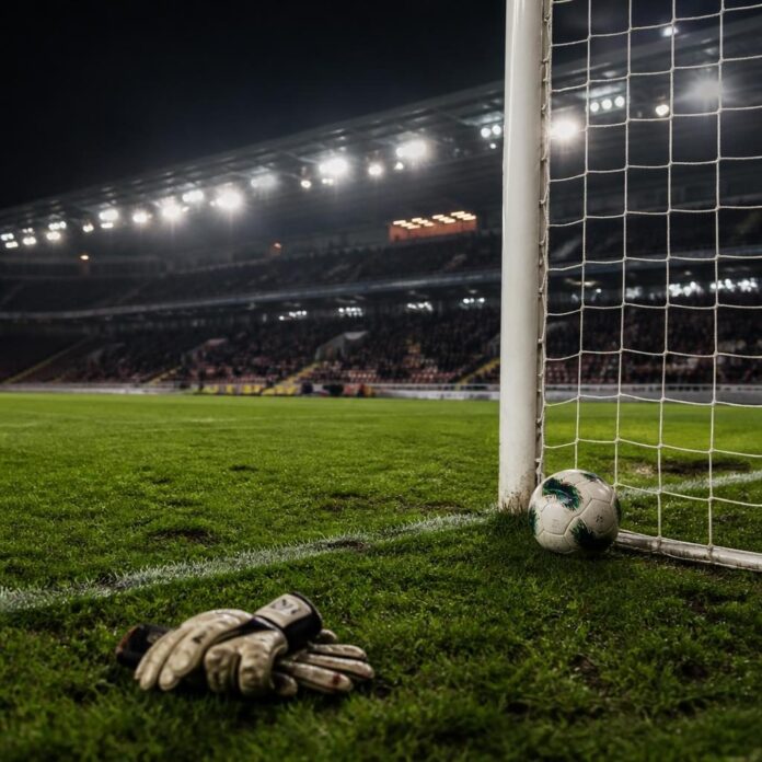 Gardien de but du Standard de Liège en action dans un stade belge lors du match contre Charleroi